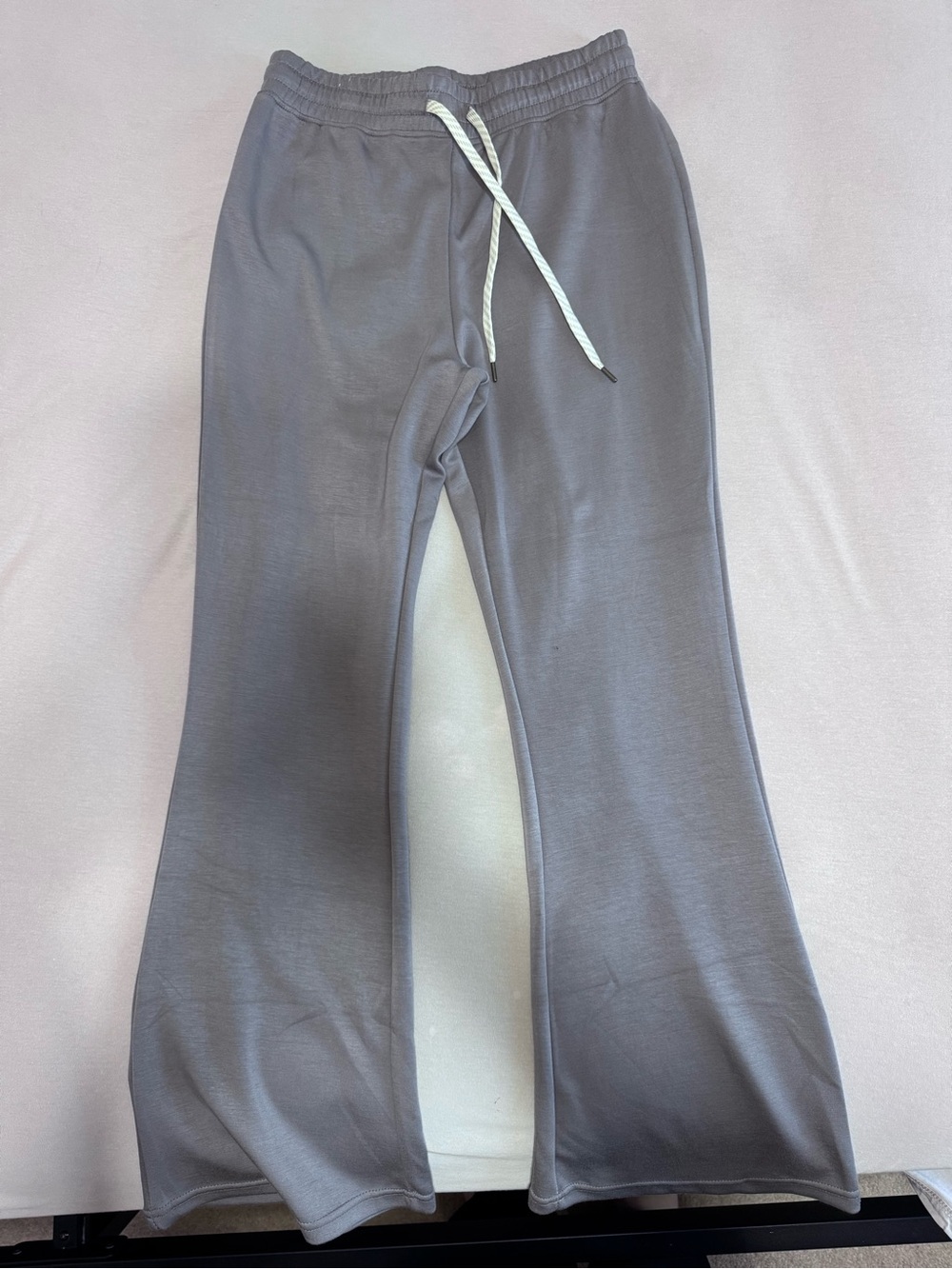 Women's Gray Drawstring Flare Track Pants